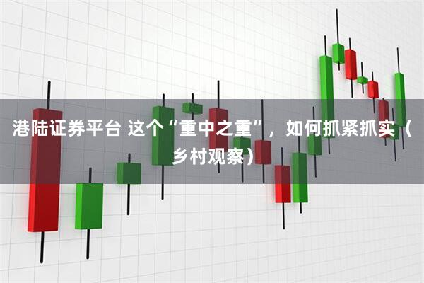 港陆证券平台 这个“重中之重”，如何抓紧抓实（乡村观察）