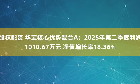 股权配资 华宝核心优势混合A：2025年第二季度利润1010.67万元 净值增长率18.36%