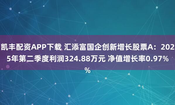 凯丰配资APP下载 汇添富国企创新增长股票A：2025年第二季度利润324.88万元 净值增长率0.97%
