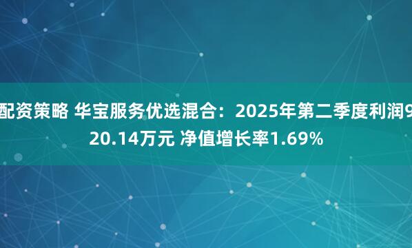 配资策略 华宝服务优选混合：2025年第二季度利润920.14万元 净值增长率1.69%