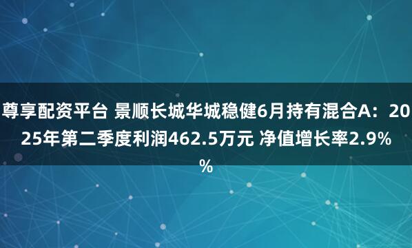 尊享配资平台 景顺长城华城稳健6月持有混合A：2025年第二季度利润462.5万元 净值增长率2.9%