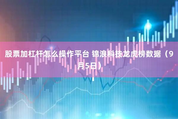 股票加杠杆怎么操作平台 锦浪科技龙虎榜数据（9月5日）